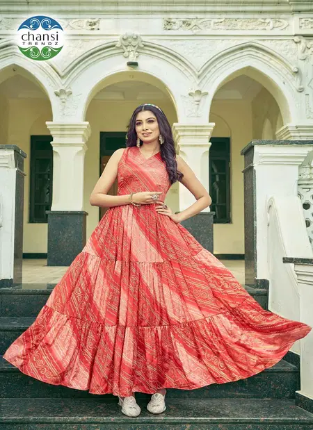 Manimala By Chansi Trendz Chinon Long Gown Exporters In India